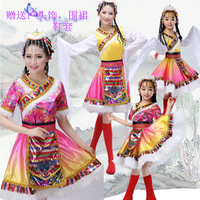 新藏族舞蹈演出服装藏袍裙子西藏舞服水袖表演服饰女藏族舞蹈服装