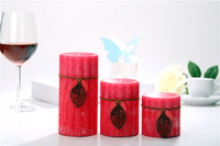 手工粉红色熏香精油蜡烛工艺品 含天然玫瑰香味 婚礼表白求婚蜡烛