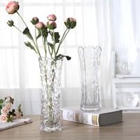 现代宜家加厚玻璃花瓶透明富贵竹花瓶大号六角客厅插花花器摆件