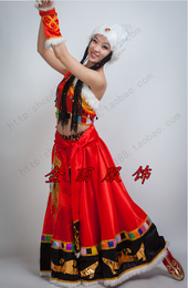 民族舞蹈服水袖藏族舞蹈演出服装藏袍出租藏族舞服水袖表演服饰女