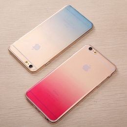 iphone6 plus手机壳超薄透明硅胶套苹果6保护套4.7渐变色简约彩色