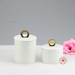 简约现代白色陶瓷储物罐摆件欧式家居样板房装饰罐茶叶罐饰品摆设