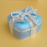 高档戒指盒 蝴蝶结水晶翻盖首饰盒饰品包装盒  女生生日礼物包邮