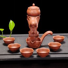 高档紫砂自动茶具鱼跃龙门手工陶瓷茶具整套办公茶具精品美女茶漏