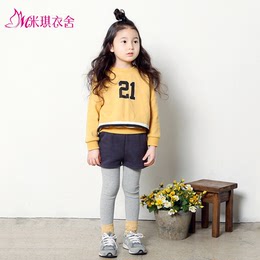 2016新款春装女童套头卫衣套装4-5岁假两件裙裤韩版儿童休闲套装