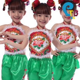 女童六一儿童节表演服肚兜民族风中国风舞台服装幼儿园舞蹈送头花
