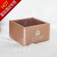 酒店专用客房皮质单格茶叶格收纳盒咖啡糖包盒西餐厅糖茶包盒格架