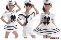 圣诞节白色儿童表演服 儿童装演出服军装八路 海军装男女款水手服