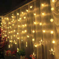 5*0.8米led星星毛球窗帘灯冰条灯彩灯串婚庆节日摄影橱窗酒吧包邮