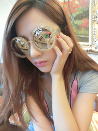 新款圆款大款复古欧美单女生女太阳眼镜反光镜H5TKhbeRY5