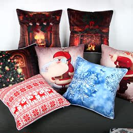 可爱卡通圣诞节日礼物树雪人麋鹿老人猫头鹰沙发抱枕新年保暖靠包