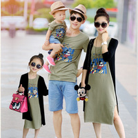 韩版童装家庭装亲子装夏装新款纯棉t恤全家装一家三口海滩休闲款