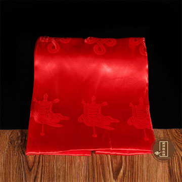 藏传佛教用品藏族礼佛哈达精品提花八吉祥哈达长235cm宽48cm 红色