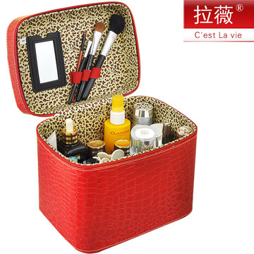 拉薇首饰盒 定型化妆箱女式大容量手提式韩版化妆品收纳包化妆盒