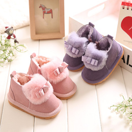 2015冬季新款宝宝棉鞋0-2岁加厚保暖雪地靴真皮婴儿学步鞋子软底