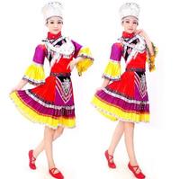 新款土家族民族舞蹈服装摆手舞服装土家族服装苗族演出服女装特价