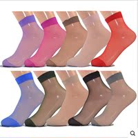 彩色水晶丝短袜糖果色夏季透明对对袜超薄短丝袜女隐形 厂家批发