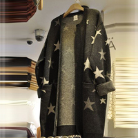 韩国东大门秋季新品韩版星星印花针织开衫女休闲宽松长袖毛衣外套