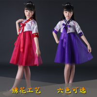 六一新款裙短袖小女孩儿童韩国传统韩服套装朝鲜民族舞台蹈表演出