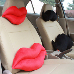 原创汽车安全头枕护颈枕头一对四季车用嘴唇腰枕腰靠汽车内饰用品