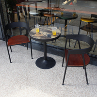 简约复古餐桌子阳台户外酒吧奶茶店餐厅美式休闲桌椅组合铁艺家具