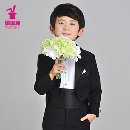 男童小西装花童婚宴西服礼服套装新款韩版儿童婚礼礼服燕尾服黑色