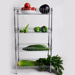 正品多工能厨房置物架层架网篮收纳架水果蔬菜架不锈钢色架子包邮