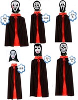万圣节死神披风 鬼面具 幽灵服装成人黑色披风 红黑斗篷巫婆面具