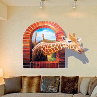 动物世界3D立体墙贴客厅电视沙发背景墙玄关卧室床头创意装饰贴画