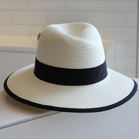 夏天新款礼帽 小辣椒女士大沿草帽 M牌沙滩帽太阳帽 防晒遮阳帽