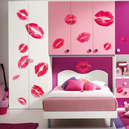 卧室温馨浪漫性感嘴唇创意墙贴纸 宾馆客厅可移除背景装饰贴画