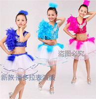 新款儿童现代舞演出服幼儿爵士舞表演服女童舞蹈服装亮片蓬蓬裙