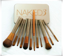 【天天特价】NAKED3三代金12支高档化妆刷套装 带铁盒 腮红粉底刷