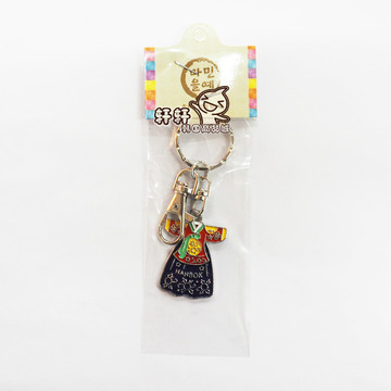 韩国传统工艺钥匙扣 小韩服钥匙链 朝鲜民族特色不锈钢挂件礼品