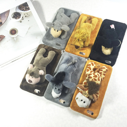 日本代购小毛驴iPhone6手机壳毛绒6plus趴趴动物支架保护套6s卡通