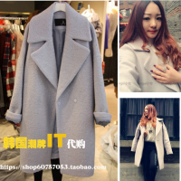 韩国代购茧型女装外套女大码2015秋冬新款中长款加厚羊毛呢大衣