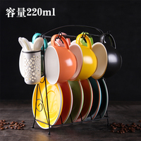 陶瓷咖啡杯碟套装6件套拉花咖啡杯子 欧式家用茶具英式下午红茶杯