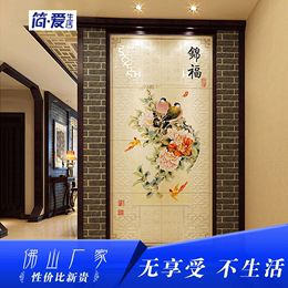 瓷砖背景墙砖壁画3d客厅过道拼图现代中式玄关雕刻立体艺术锦福