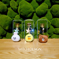 韩版卡通小熊可爱兔黄色小鸡手机壳五星珍珠吊坠透明iPhone保护壳