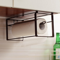 日式橱柜下挂式纸巾架 厨房用创意卷纸收纳架子 铁艺厕所纸巾盒
