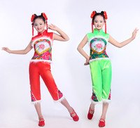 新款女童舞蹈服装少儿秧歌舞服装幼儿民族汉族表演服儿童演出服