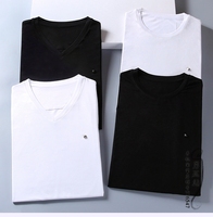 2016秋冬款男装莫代尔棉纯色黑白色两件套修身长袖T恤男士打底衫