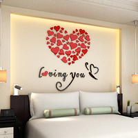 爱心蝴蝶，温馨卧室婚房亚克力立体墙贴床头浪漫墙家心形爱情贴饰