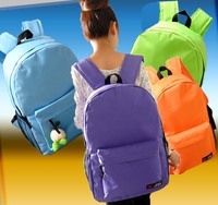 旅行包男女双肩包学生书包帆布背包韩版纯色休闲包旅游收纳整理包