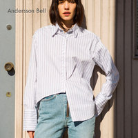 Andersson Bell条纹纯色休闲女衬衫不规则下摆个性明星同款衬衣