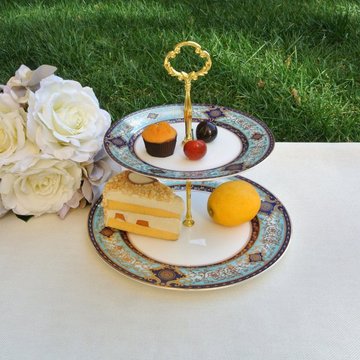 【威廉王子双层点心盘】英式骨瓷下午茶蛋糕水果盘 婚庆礼品 包邮