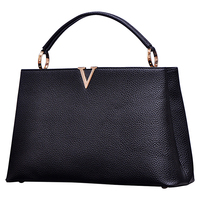 MLLECOCO欧美时尚V字真皮女包 新款2015女士包包斜挎包手提包