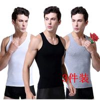 三件装男士纯棉运动健身背心吸汗打底背心men's sport vest
