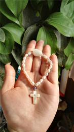 可定制少女手链（祈祷）天然和田玉珍珠混搭配有天然贝壳十字架