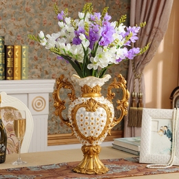 新品欧式落地大花瓶高档树脂桌面玄关花器摆件客厅装饰品吉祥如意